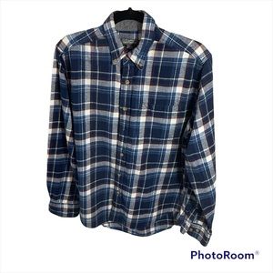 Eddie Bauer Plaid Long Sleeve Button Down Shirt Men’s Size Medium Blue